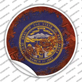 Nebraska Rusty Stamped Novelty Circle Sticker Decal
