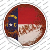 North Carolina Rusty Stamped Novelty Circle Sticker Decal