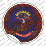 North Dakota Rusty Stamped Novelty Circle Sticker Decal