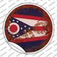 Ohio Rusty Stamped Novelty Circle Sticker Decal