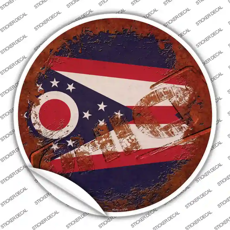 Ohio Rusty Stamped Novelty Circle Sticker Decal