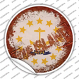 Rhode Island Rusty Stamped Novelty Circle Sticker Decal