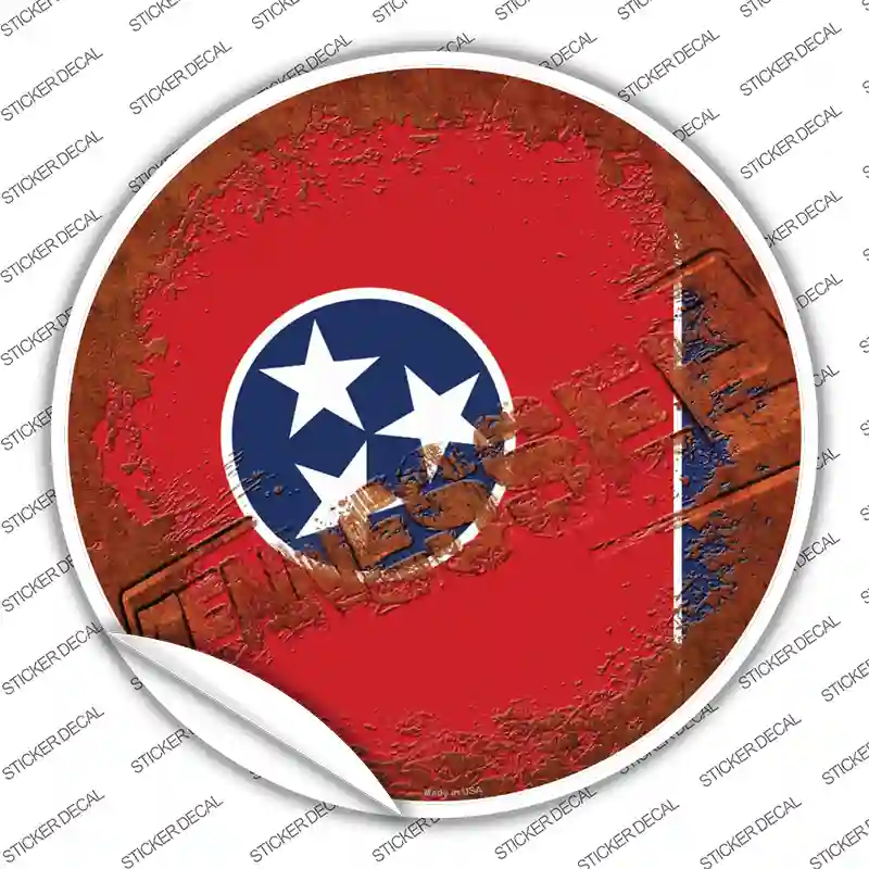 Tennessee Rusty Stamped Novelty Circle Sticker Decal