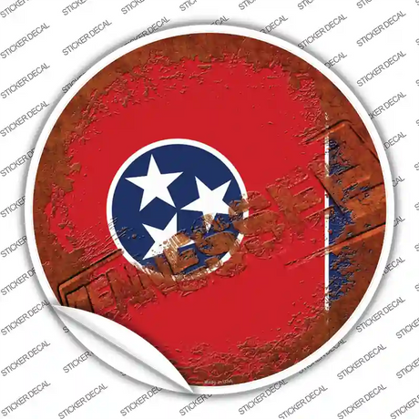 Tennessee Rusty Stamped Novelty Circle Sticker Decal