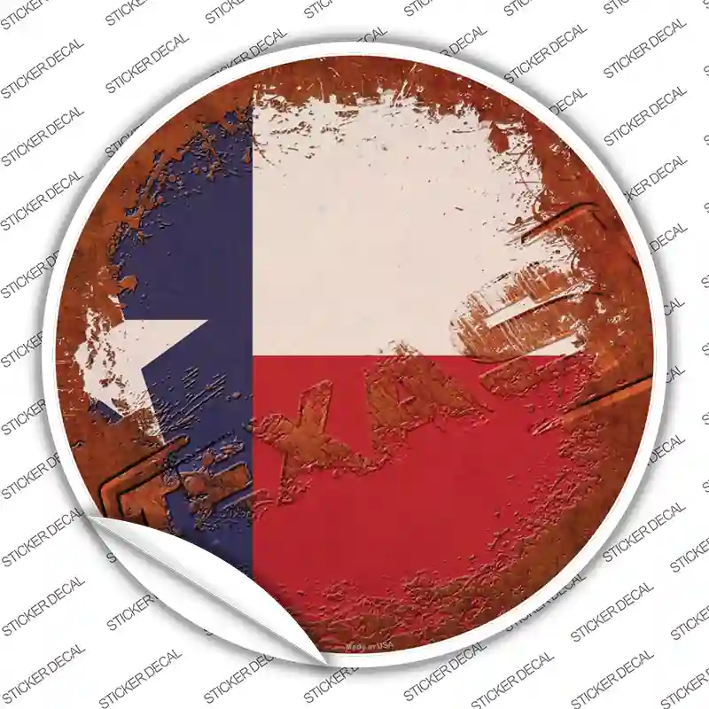 Texas Rusty Stamped Novelty Circle Sticker Decal
