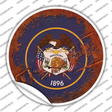 Utah Rusty Stamped Novelty Circle Sticker Decal