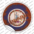 Virginia Rusty Stamped Novelty Circle Sticker Decal