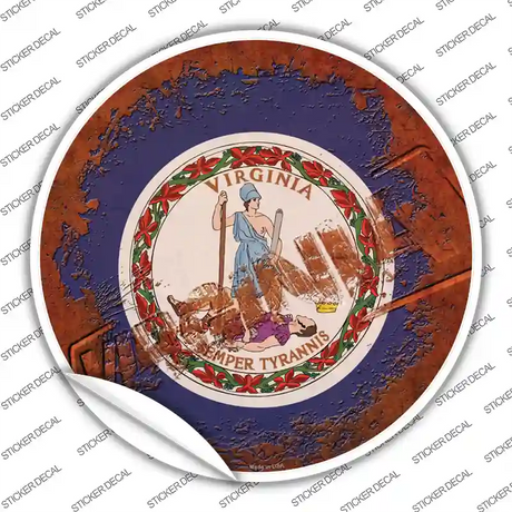Virginia Rusty Stamped Novelty Circle Sticker Decal