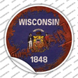 Wisconsin Rusty Stamped Novelty Circle Sticker Decal