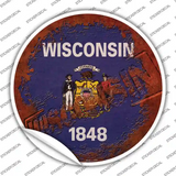 Wisconsin Rusty Stamped Novelty Circle Sticker Decal