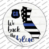 California Back The Blue Novelty Circle Sticker Decal