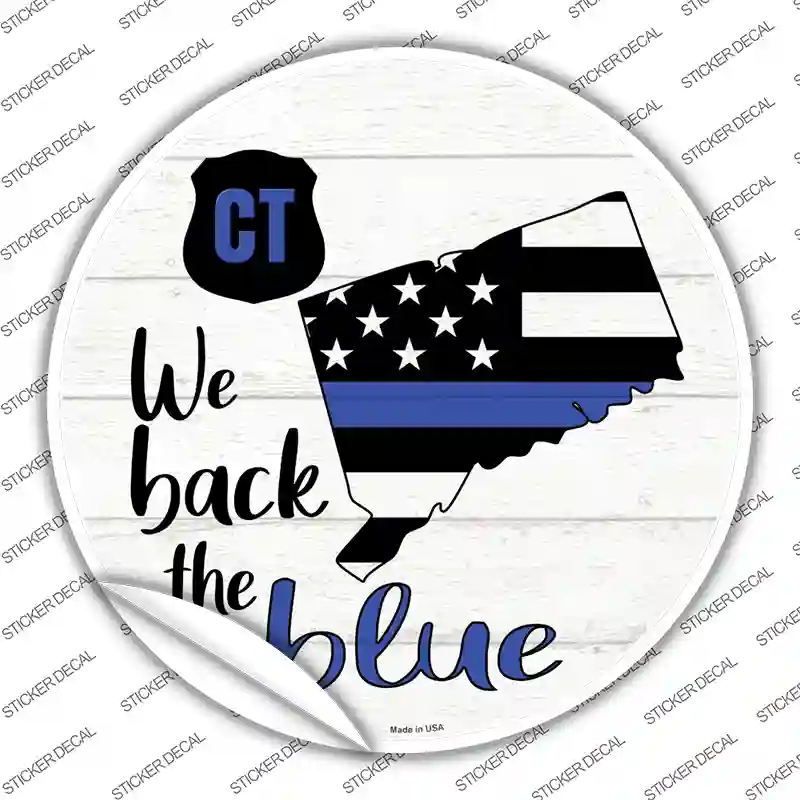 Connecticut Back The Blue Novelty Circle Sticker Decal