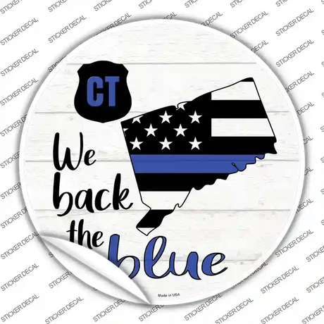 Connecticut Back The Blue Novelty Circle Sticker Decal