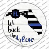 Florida Back The Blue Novelty Circle Sticker Decal