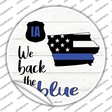 Iowa Back The Blue Novelty Circle Sticker Decal