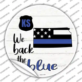 Kansas Back The Blue Novelty Circle Sticker Decal