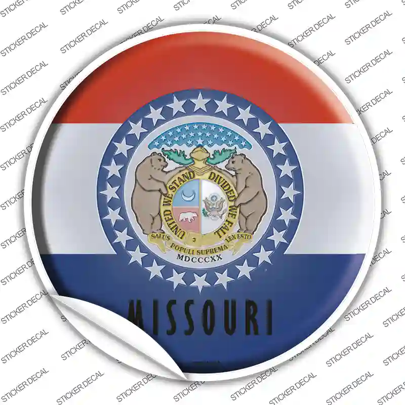 Missouri State Flag Novelty Circle Sticker Decal