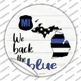 Michigan Back The Blue Novelty Circle Sticker Decal