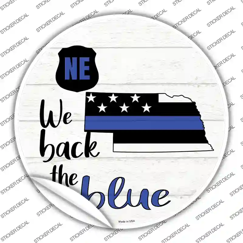 Nebraska Back The Blue Novelty Circle Sticker Decal