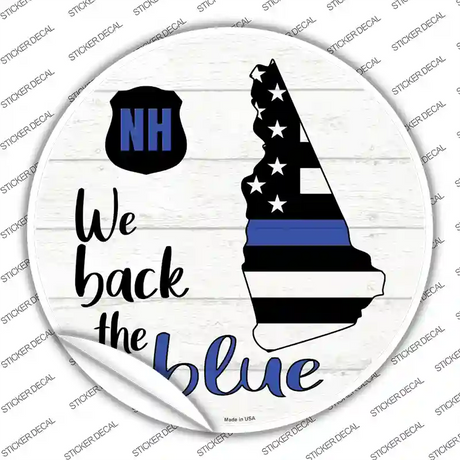 New Hampshire Back The Blue Novelty Circle Sticker Decal