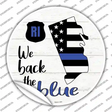Rhode Island Back The Blue Novelty Circle Sticker Decal