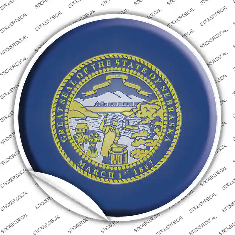 Nebraska State Flag Novelty Circle Sticker Decal