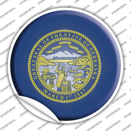 Nebraska State Flag Novelty Circle Sticker Decal