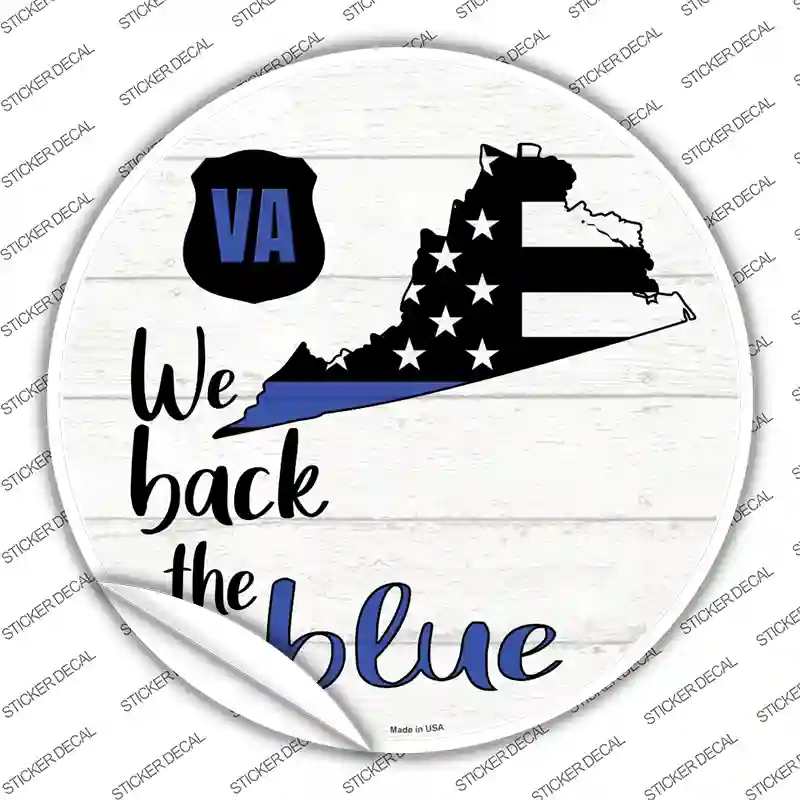 Virginia Back The Blue Novelty Circle Sticker Decal
