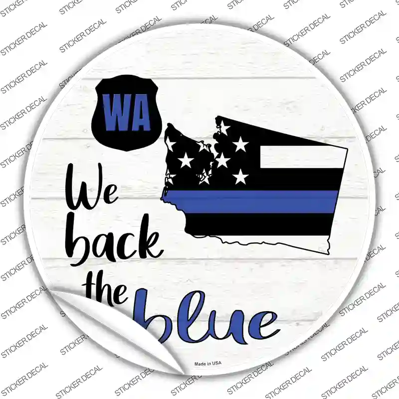 Washington Back The Blue Novelty Circle Sticker Decal