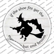 Matching Hat and Broom Witch Novelty Circle Sticker Decal