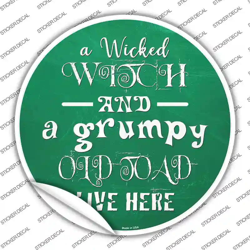 Wicked Witch and Grumpy Toad Novelty Circle Sticker Decal
