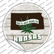 Lets Get High In Kansas Novelty Circle Sticker Decal