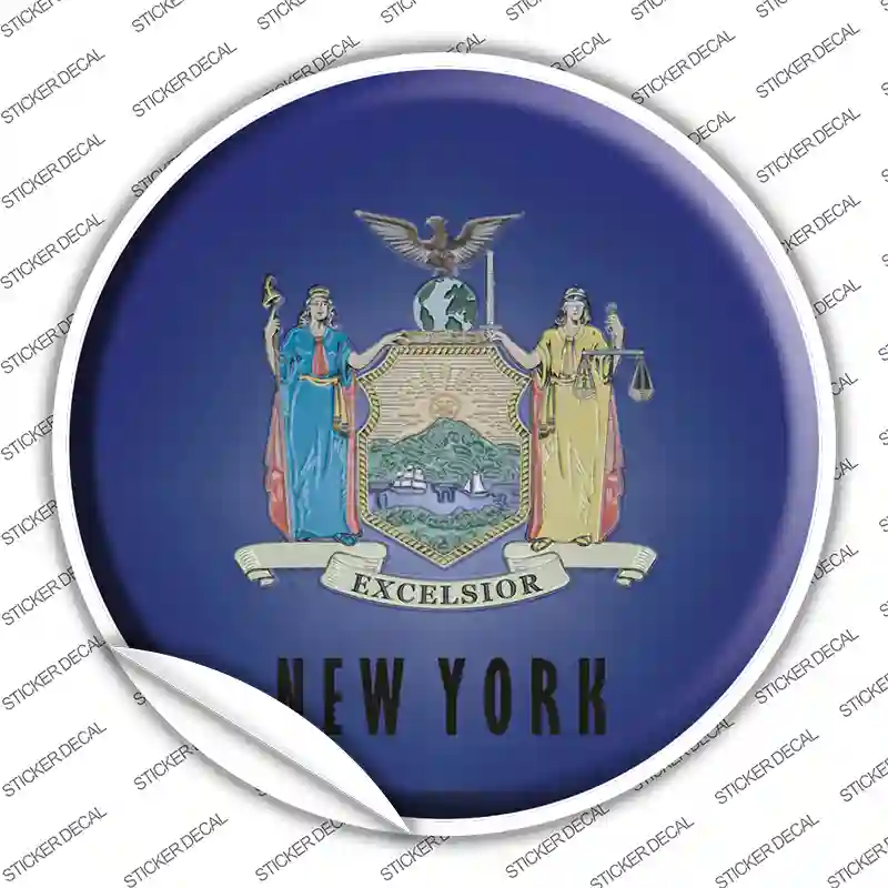 New York State Flag Novelty Circle Sticker Decal
