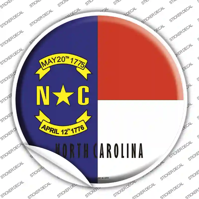 North Carolina State Flag Novelty Circle Sticker Decal