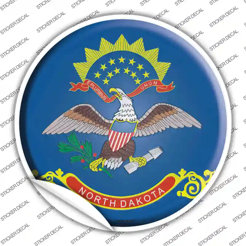 North Dakota State Flag Novelty Circle Sticker Decal