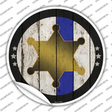 Sheriff Star Blue Line Novelty Circle Sticker Decal