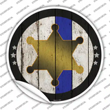 Sheriff Star Blue Line Novelty Circle Sticker Decal