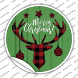 Merry Christmas Reindeer Novelty Circle Sticker Decal