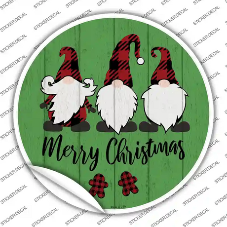 Merry Christmas Gnomes Novelty Circle Sticker Decal