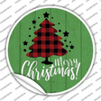 Merry Christmas With Tree Novelty Circle Sticker Decal