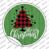 Merry Christmas With Tree Novelty Circle Sticker Decal