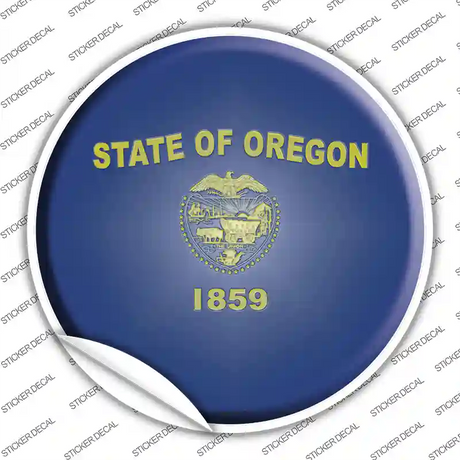 Oregon State Flag Novelty Circle Sticker Decal