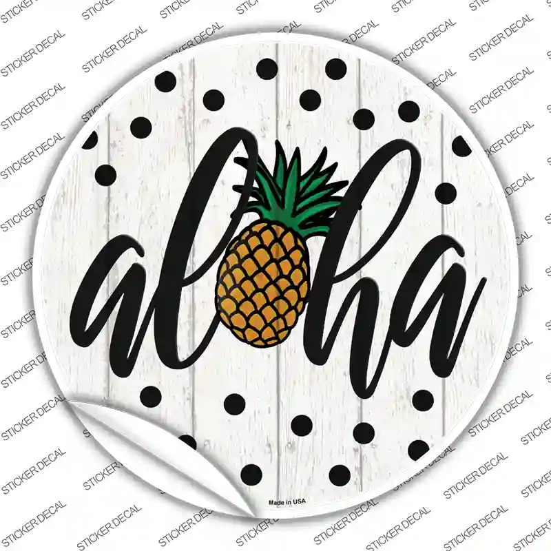 Aloha Pineapple Novelty Circle Sticker Decal