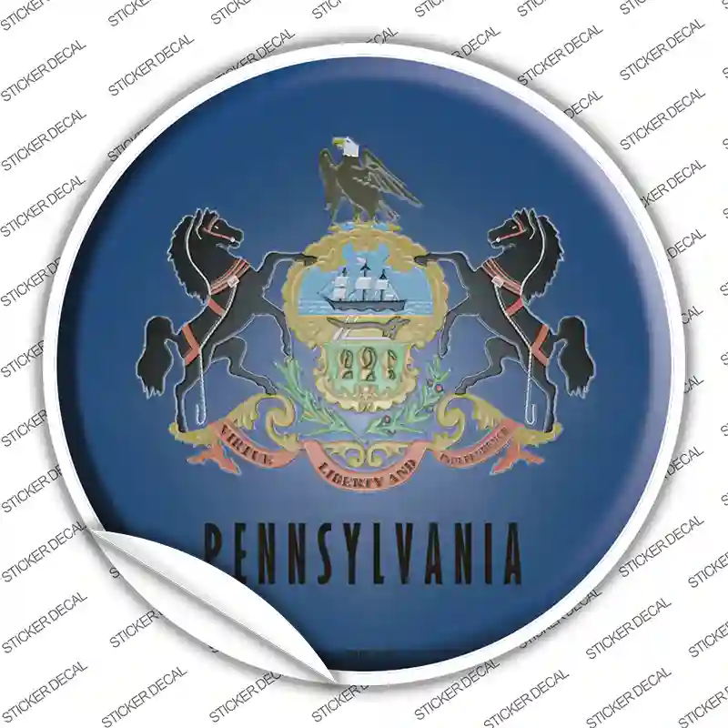 Pennsylvania Flag Novelty Circle Sticker Decal
