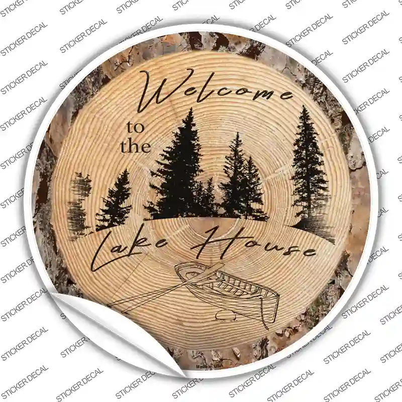 Welcome to the Lake House Novelty Circle Sticker Decal