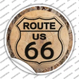 US Route 66 Wood Novelty Circle Sticker Decal
