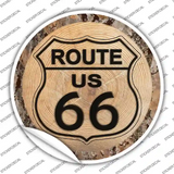 US Route 66 Wood Novelty Circle Sticker Decal
