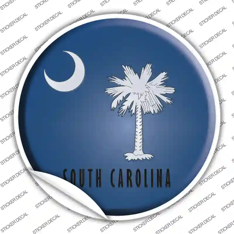 South Carolina State Flag Novelty Circle Sticker Decal