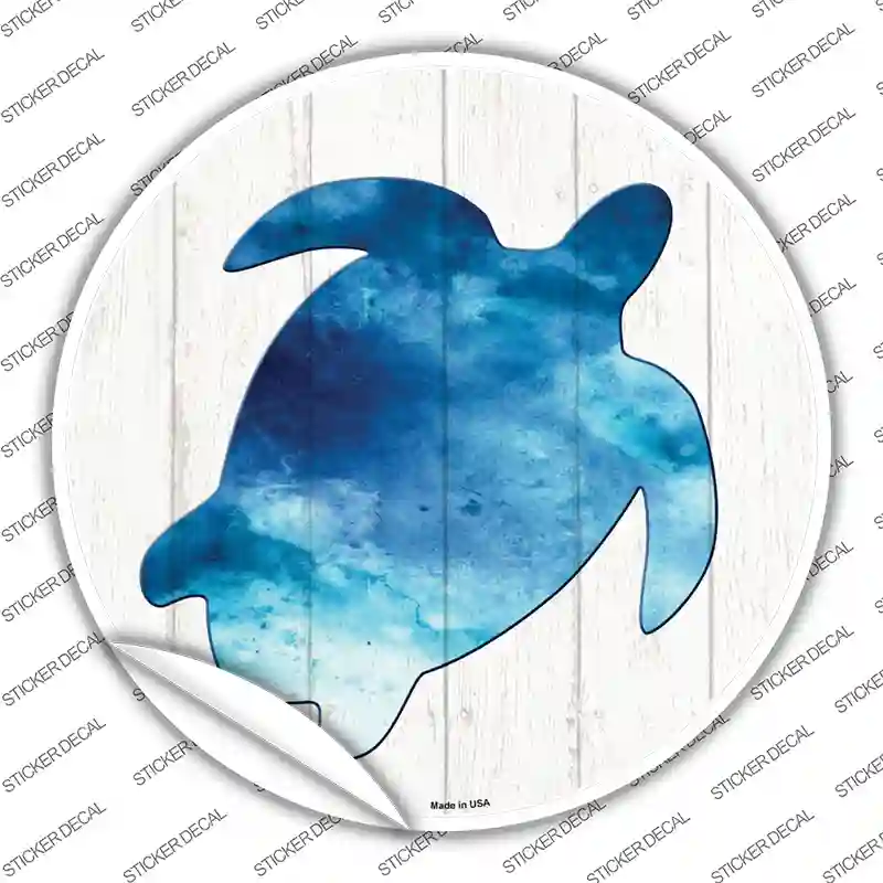 Seaturtle Silhouette Novelty Circle Sticker Decal