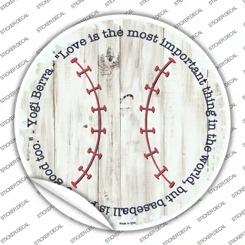 Love and Baseball Novelty Circle Sticker Decal